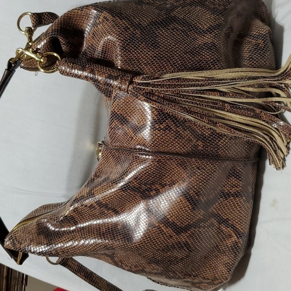 Gili python print leather large slouch shoulder bag convertible snakeskin - Picture 8 of 15